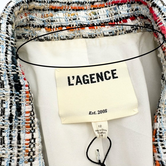 L'AGENCE Kenzie Double Breasted Blazer in Orange & Blue Multi - Picture 13 of 16